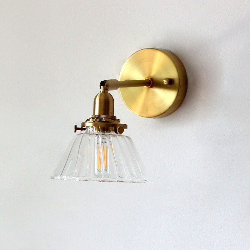 Siopsrl| Minimalist Rejuvenation Rotating Wall Lighting Single Lamps Glass Wall Lamp in Brass for Living Room