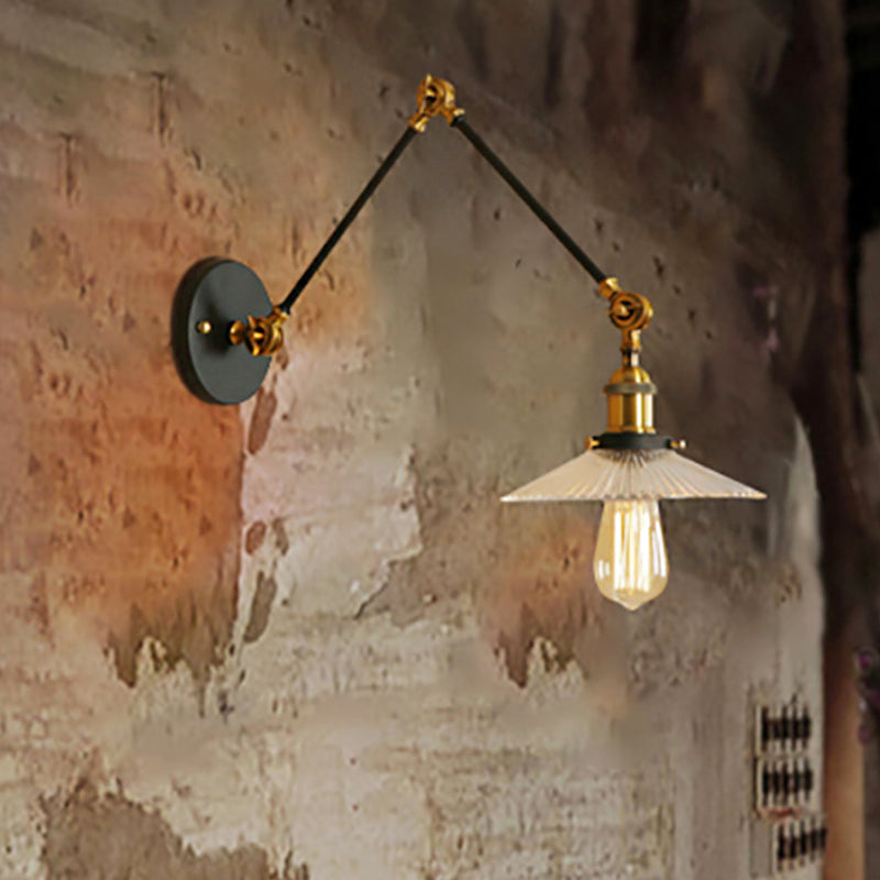 Siopsrl| Saucer Living Room Wall Light Rustic Style Prism Glass 1 Light Black/Silver/Bronze Wall Lamp