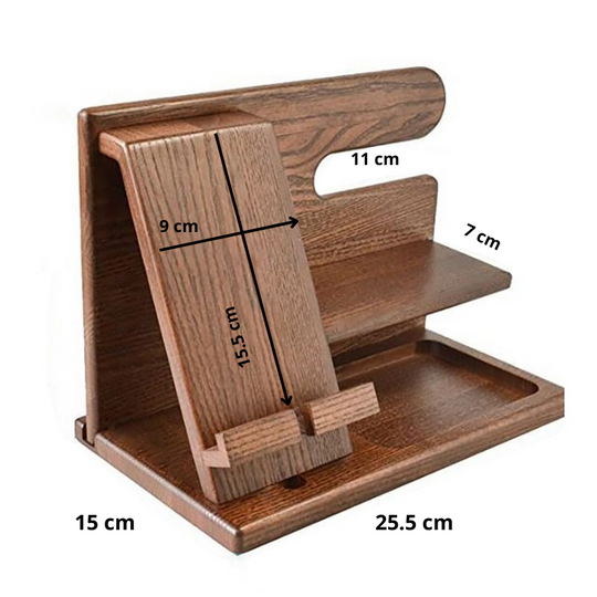 Charging station and desk organizer made of wood for phones and accessories Siopsrl