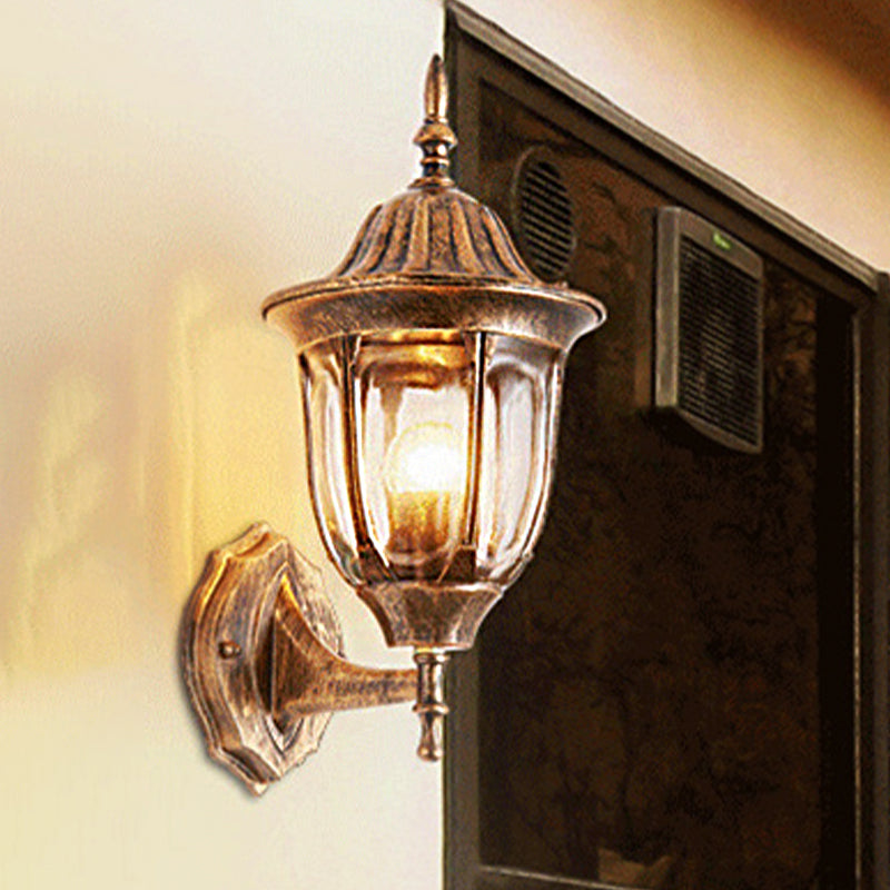Siopsrl| Kerosene Outdoor Wall Lamp Fixture Industrial Clear Glass 1 Light Rust Wall Lamp