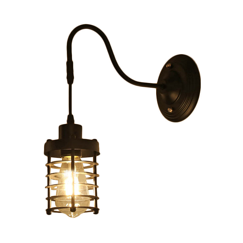 Siopsrl| Metal Cylinder/Hexagonal Engaged Wall Lamp Farm 1 Lamp Restaurant Wall Mount Fixture in Black