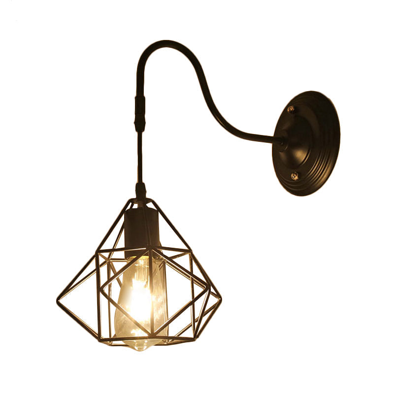 Siopsrl| Metal Cylinder/Hexagonal Engaged Wall Lamp Farm 1 Lamp Restaurant Wall Mount Fixture in Black