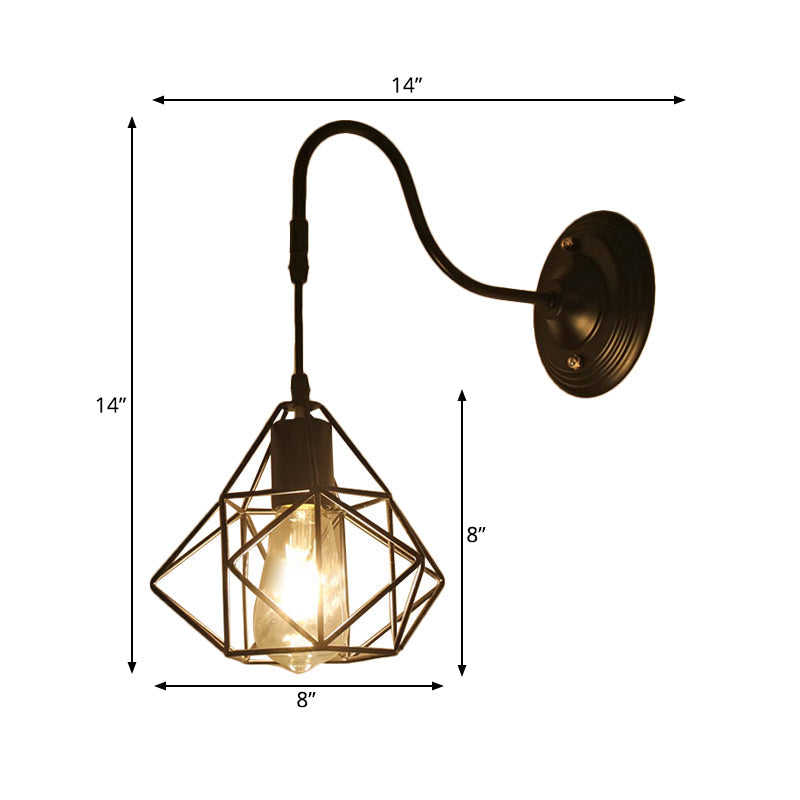 Siopsrl| Metal Cylinder/Hexagonal Engaged Wall Lamp Farm 1 Lamp Restaurant Wall Mount Fixture in Black