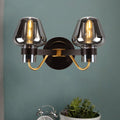 Siopsrl| 2-Light Wall Lighting with Mushroom Shade Smoke Glass Modern Bedroom Wall Lamp Lighting Fixture
