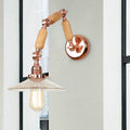 Siopsrl| 1 Light Scalloped Wall Lamp Fixture Industrial Clear Ribbed Glass Wall Lamp for Living Room with Arm