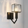 Siopsrl| Black Version Rectangular Wall Lamp Modernist Style 1 Light Clear Crystal and Metal Wall Sconce