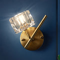 Siopsrl| 1/2-Light Bedroom Wall Lighting Contemporary Style Brass Finish with Square Clear Crystal Shade