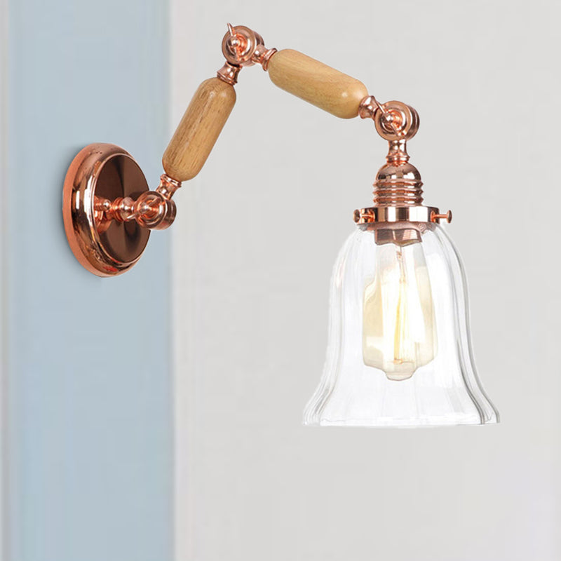 Siopsrl| Single beam wall light with flared shade clear prismatic glass farmhouse bedroom wall light fixture