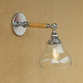 Siopsrl| Wood One Light Wall Lamp Vintage Clear Glass Pear Lighting Fixture for Living Room, 8"/4"/6" L Wooden Arm