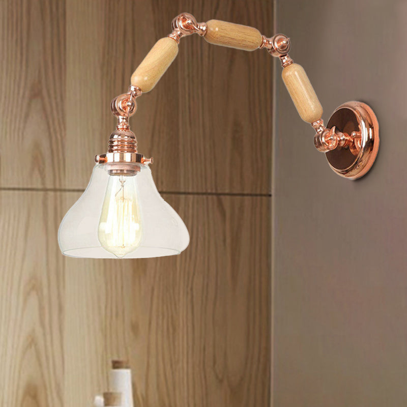 Siopsrl| 1 Bulb Wall Lamp with Cone Shade Clear Glass Industrial Living Room Wall Light Lighting