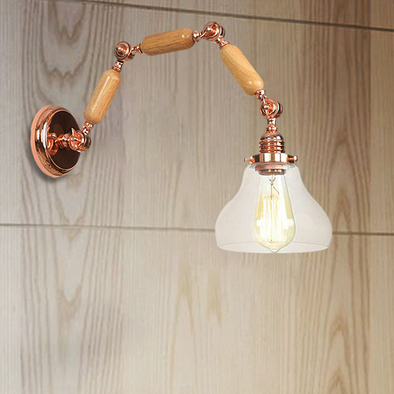 Siopsrl| 1 Bulb Wall Lamp with Cone Shade Clear Glass Industrial Living Room Wall Light Lighting