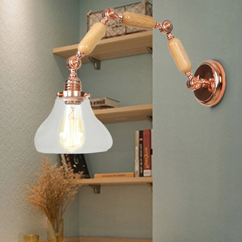 Siopsrl| 1 Bulb Wall Lamp with Cone Shade Clear Glass Industrial Living Room Wall Light Lighting