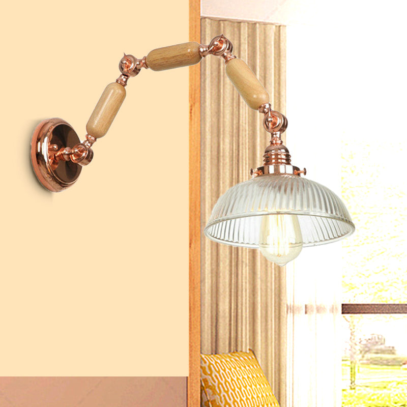 Siopsrl| A wall lamp with a bowl shade ribbed glass vintage style living room wall light fixture