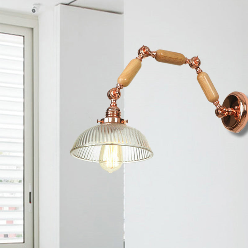 Siopsrl| A wall lamp with a bowl shade ribbed glass vintage style living room wall light fixture