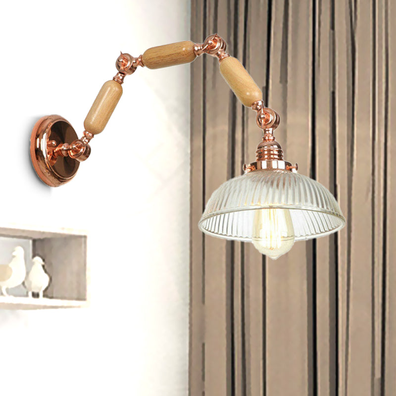 Siopsrl| A wall lamp with a bowl shade ribbed glass vintage style living room wall light fixture