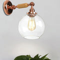 Siopsrl| Orb Shade Clear Glass Wall Lamp Industrial Single Bulb Living Room Wall Light in Rose Gold