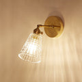 Siopsrl| Tapered Living Room Wall Light Fixture Industrial Clear Prism Glass 1 Light Brass Wall Lamp