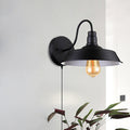Siopsrl| Barn Kitchen Wall Light Fixture Industrial Metal 1 Light Black Sconces Light with Goose Neck Arm and Plug Cable