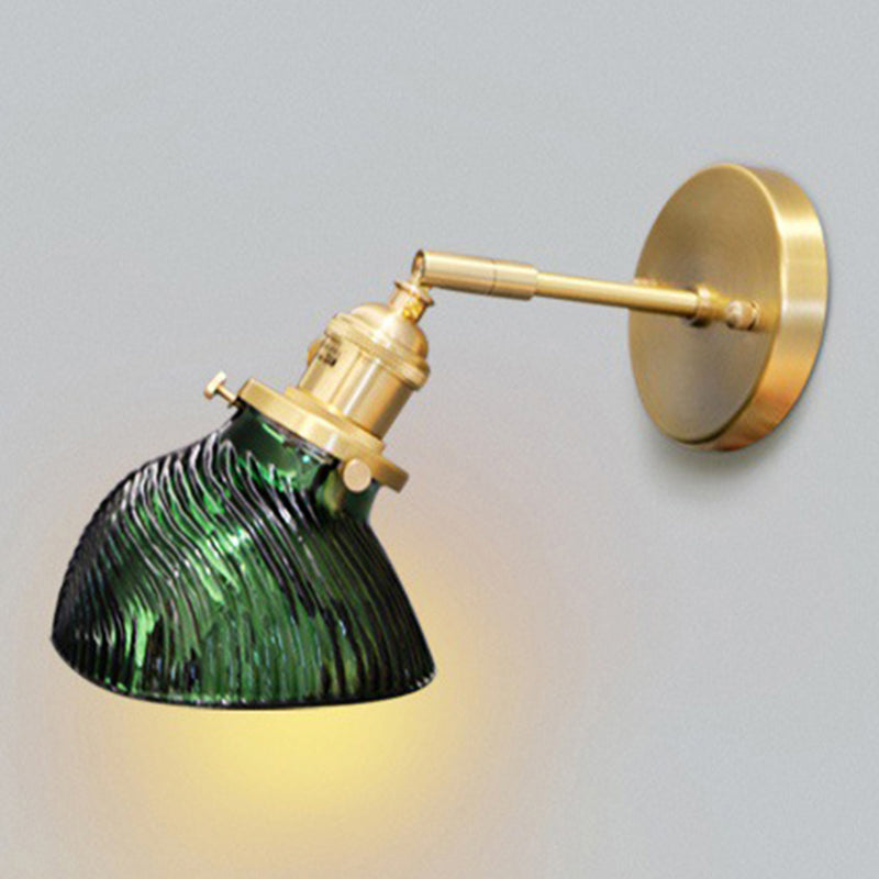 Siopsrl| Rotatable Wall Light for Adults Bedroom Metal Single Light Green and Brass Wall Lamp