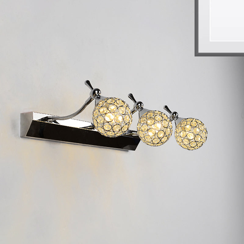 Siopsrl| Orbit Wall Light Sconce Modernist Stylish Clear Crystal 3/4 Lights Black Surface Cosmetic Mirror Light, Warm/White Light