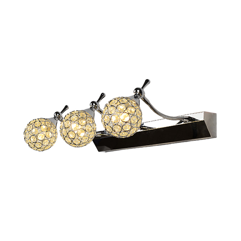 Siopsrl| Orbit Wall Light Sconce Modernist Stylish Clear Crystal 3/4 Lights Black Surface Cosmetic Mirror Light, Warm/White Light