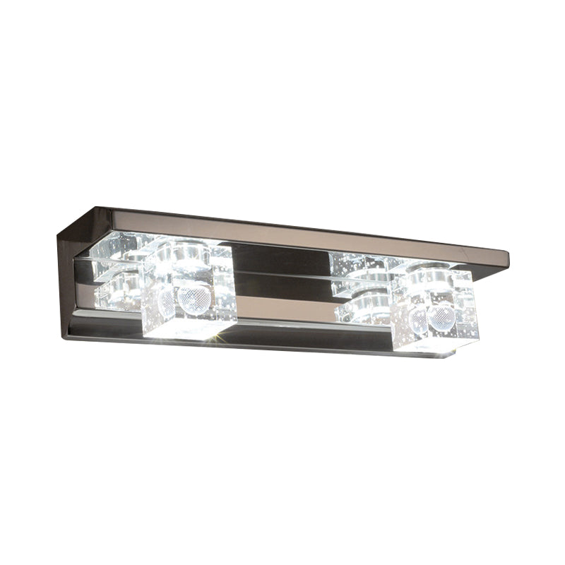 Siopsrl| Clear Crystal Cube Wall Sconce Modern Style 3 Heads Silver Finish Vanity Light Fixture in Warm/White Light, 12.5"/18" B