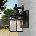 Siopsrl| Lantern Clear Glass Wall Hanging Lamp Industrial Single Bulb Veranda Wall Light in Black