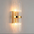 Siopsrl| Cylinder Wall Light Modern Three-Sided Crystal Rod 2 Heads Gold Wall Light