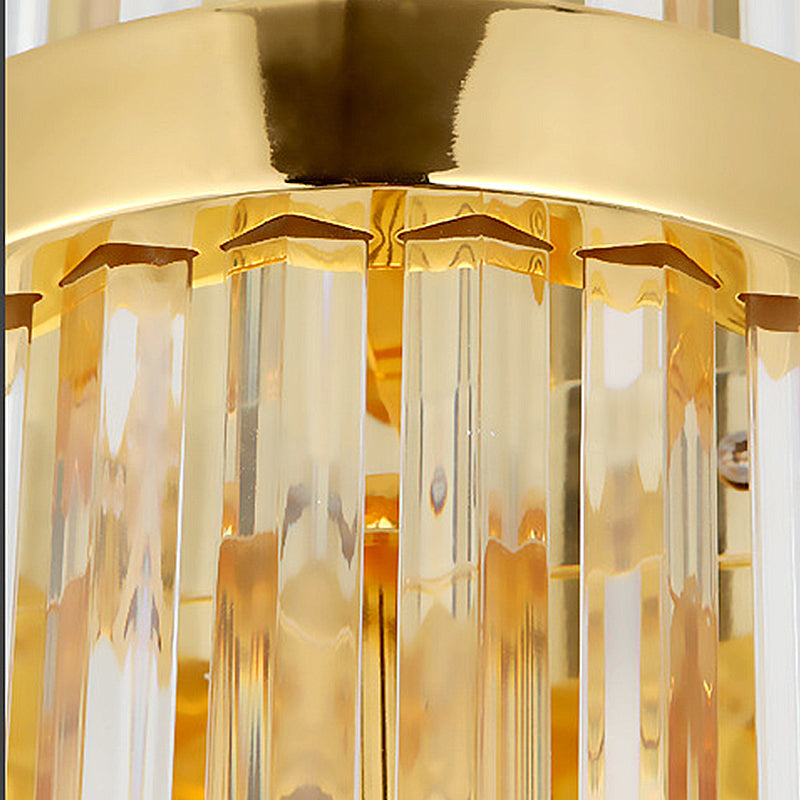 Siopsrl| Cylinder Wall Light Modern Three-Sided Crystal Rod 2 Heads Gold Wall Light