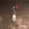 Siopsrl| Wire frame corridor wall lamp iron 1 head farmhouse wall lighting with red shade design in antique bronze/black