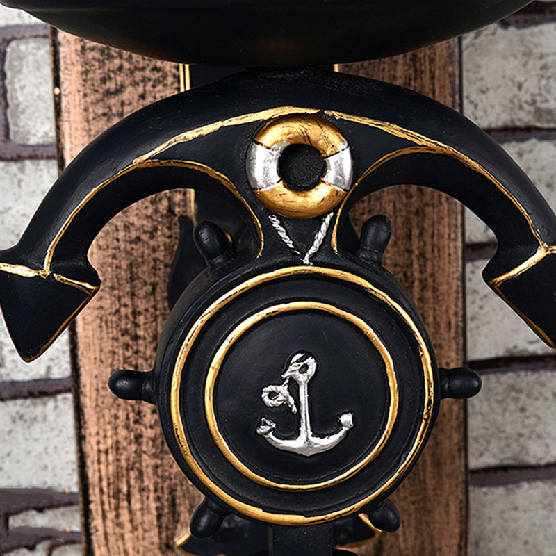 Siopsrl| Candlestick Wall Lamp Country Style Opal Glass 1/2-Light Black and Gold Wall Fixture with Resin Anchor Design