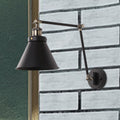 Siopsrl| Cone Wall Lamp Fixture Industrial Style Metal 1 Bulb Black/White Wall Light with Swing Arm for Bedroom