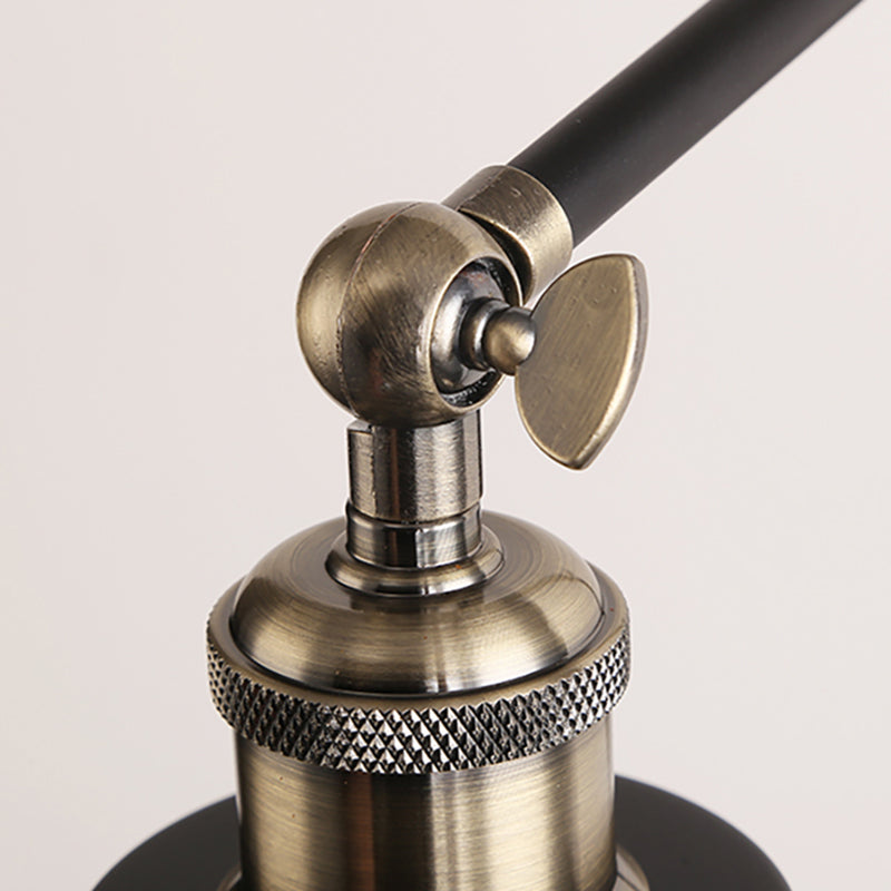 Siopsrl| Cone Wall Lamp Fixture Industrial Style Metal 1 Bulb Black/White Wall Light with Swing Arm for Bedroom