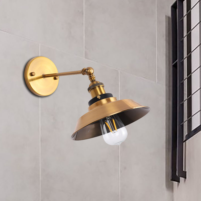 Siopsrl| Rotatable Barn/Cone Shade Wall Lamp Industrial Style Metal 1 Head Wall Lighting Fixture in Brass for Kitchen
