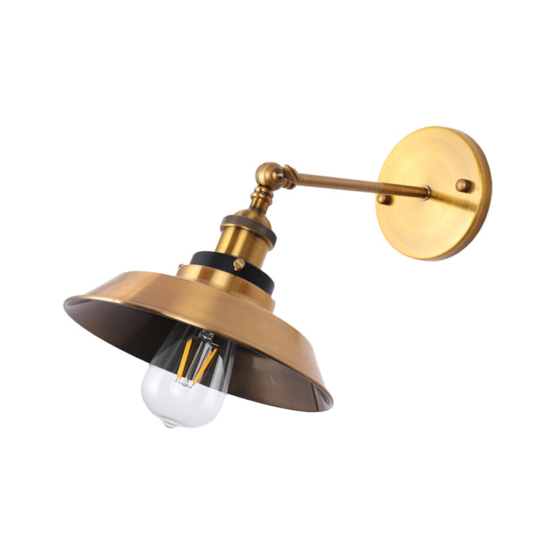 Siopsrl| Rotatable Barn/Cone Shade Wall Lamp Industrial Style Metal 1 Head Wall Lighting Fixture in Brass for Kitchen