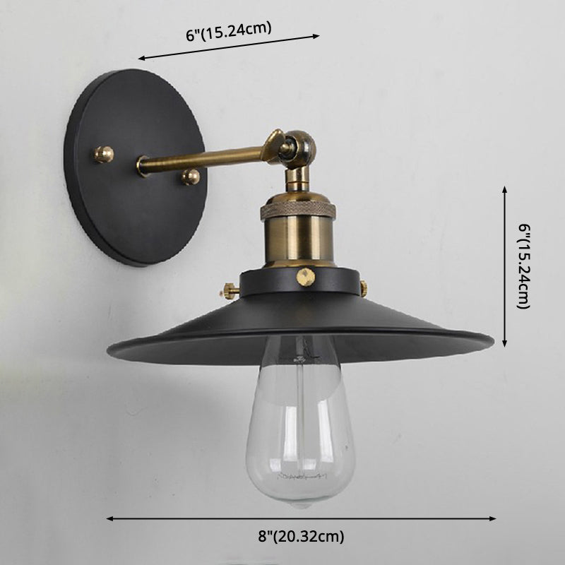 Siopsrl| Vintage Industrial Style Wall Light Single Light with Flat Round, Flared Metal Shade for the Bar
