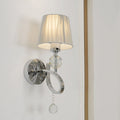 Siopsrl| Cone Shadow Bedroom Wall Light Fixture Fabric 1 Head Modernism Style Silver Wall Light with Clear Crystal Ball Deco