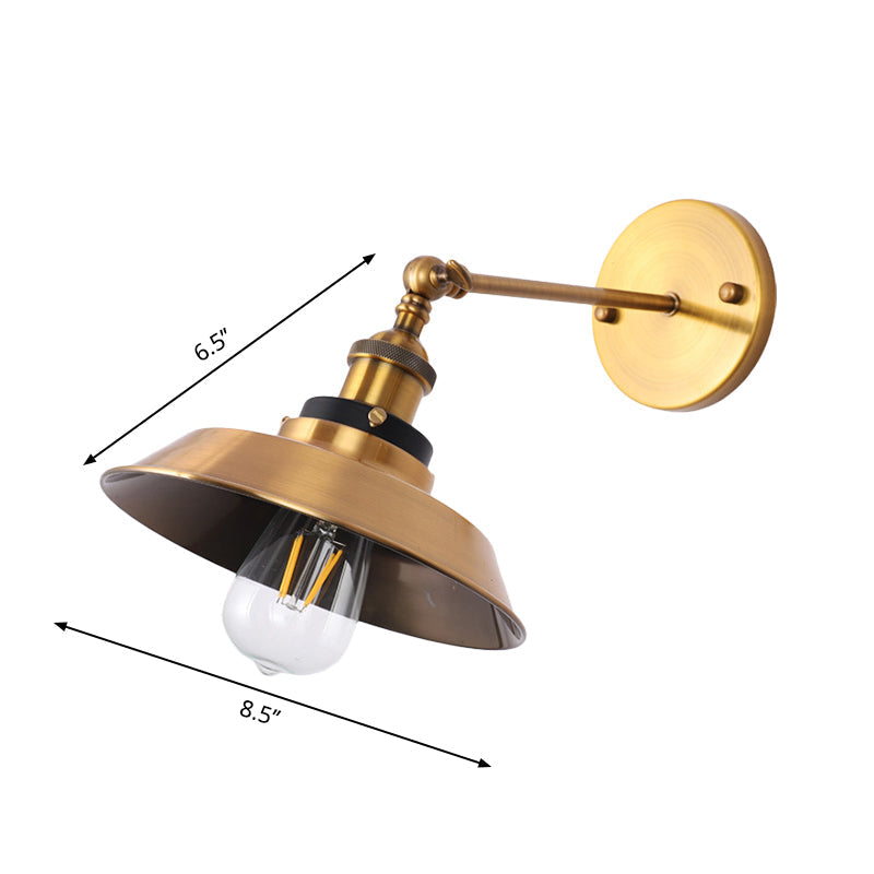 Siopsrl| Rotatable Barn/Cone Shade Wall Lamp Industrial Style Metal 1 Head Wall Lighting Fixture in Brass for Kitchen
