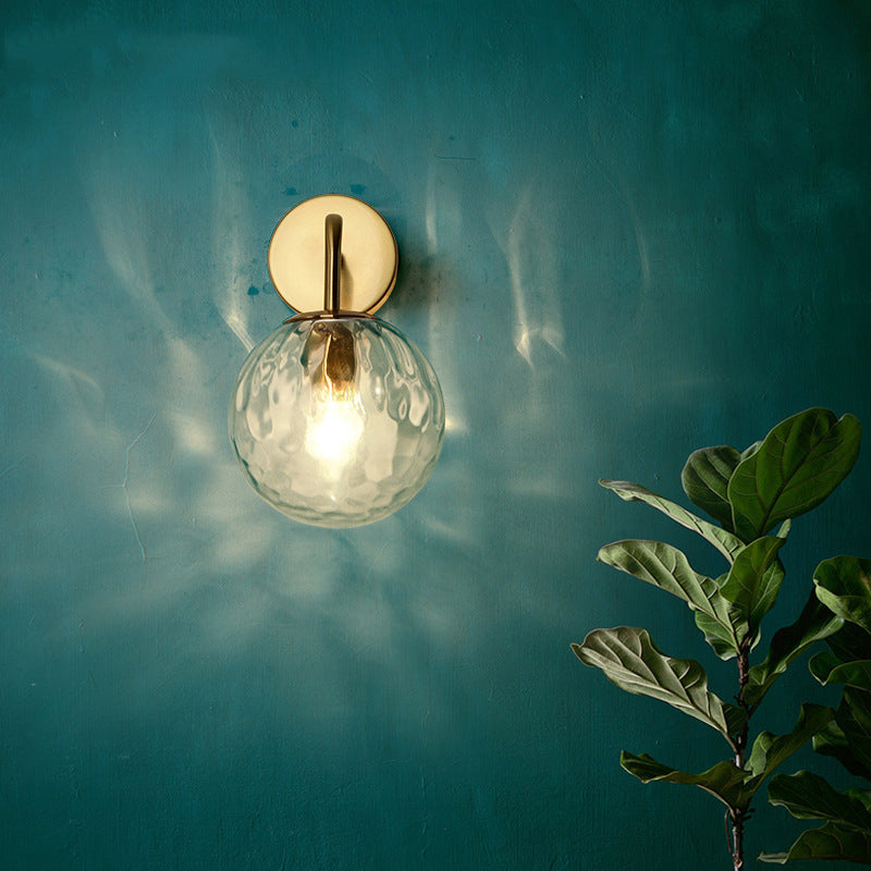 Siopsrl| Wall Light Modern Glass Globe Sconce Gold Finish