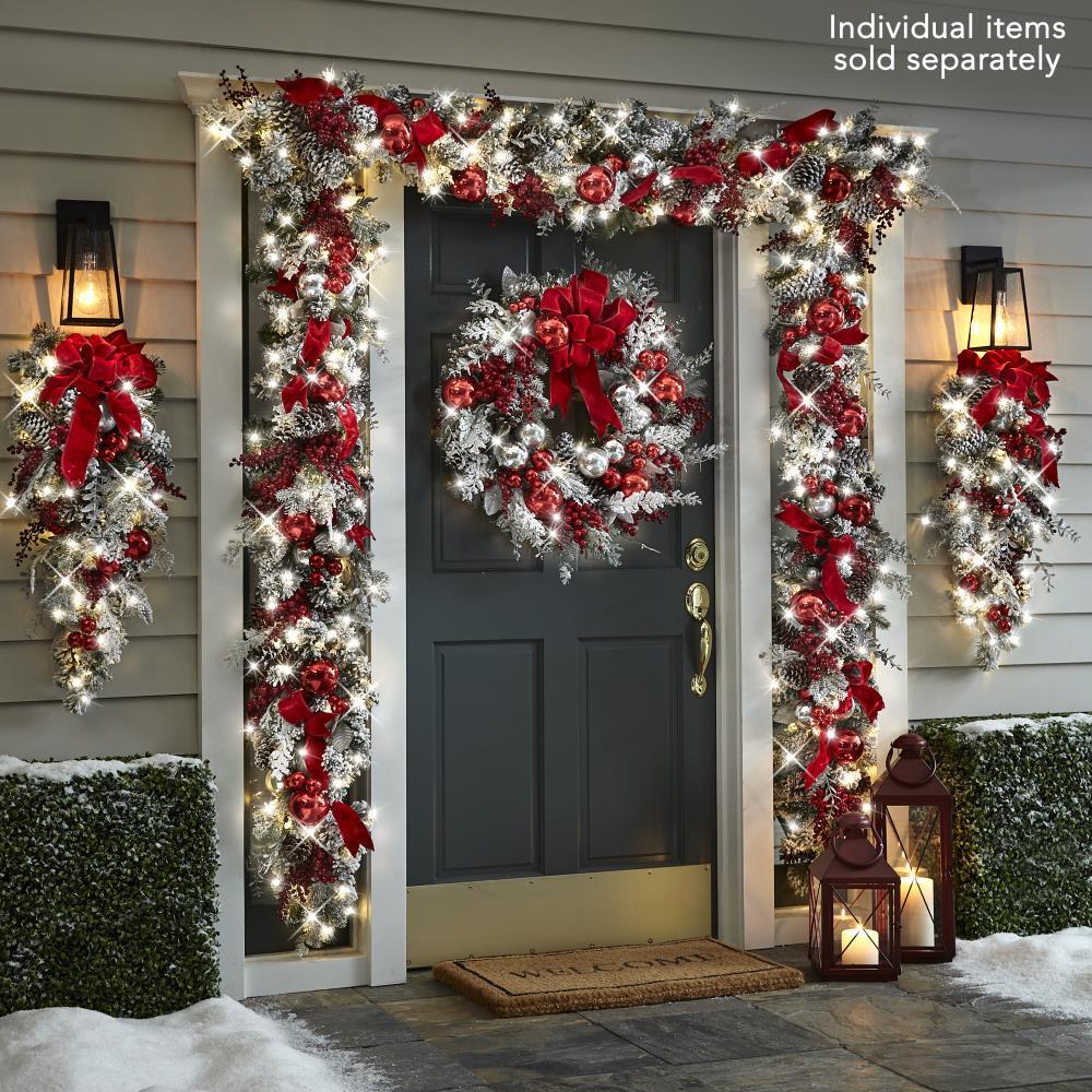 siopsrl | Cordless Prelit Holiday Trim | LED Lights, Auto-Timer & Premium Red/White Decor