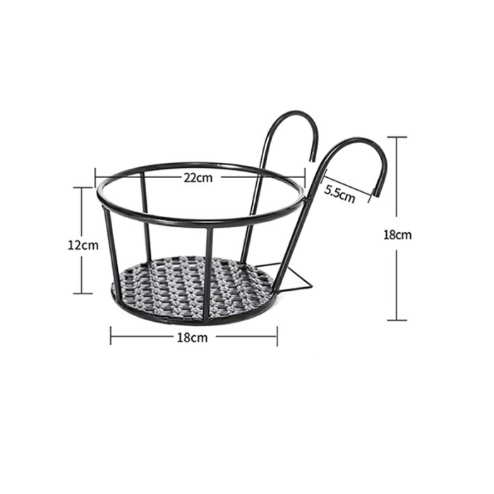 Siopsrl| Hanging Plant Basket made of Metal – Balcony Planter Pot with Hook for Garden and Terrace