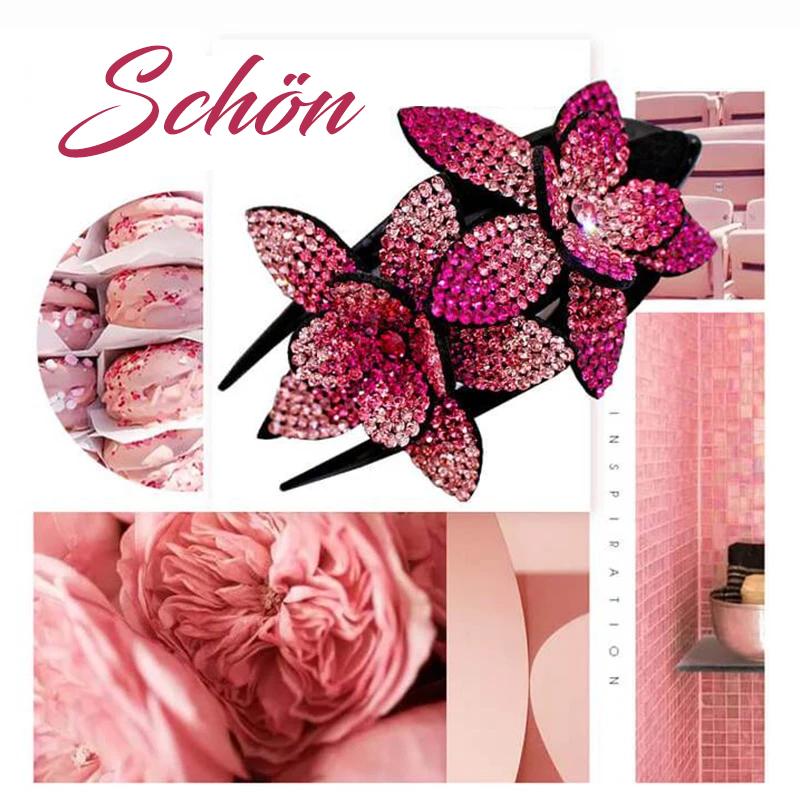 Siopsrl| Rhinestone Double Flower Hair Clip