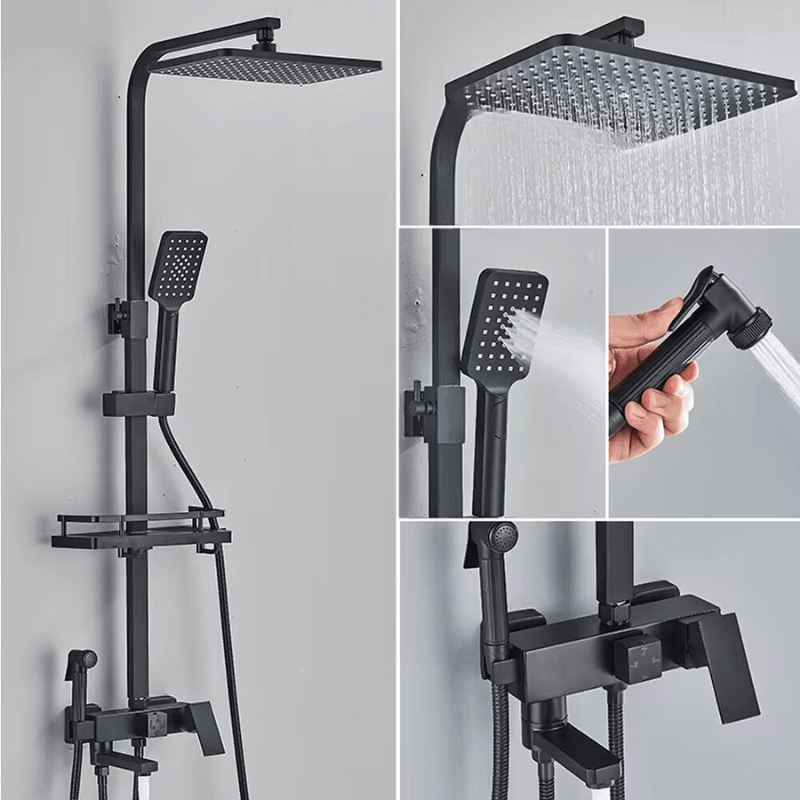 Siopsrl| RainFlow Luxe Rain Shower Set – adjustable brass shower fixture with 4 functions