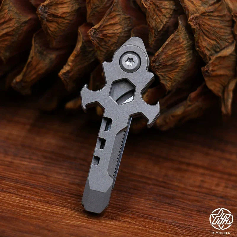 Siopsrl| Titanium Multi-Tool Keychain: Mini EDC Gadget with Bottle Opener & Box Cutter