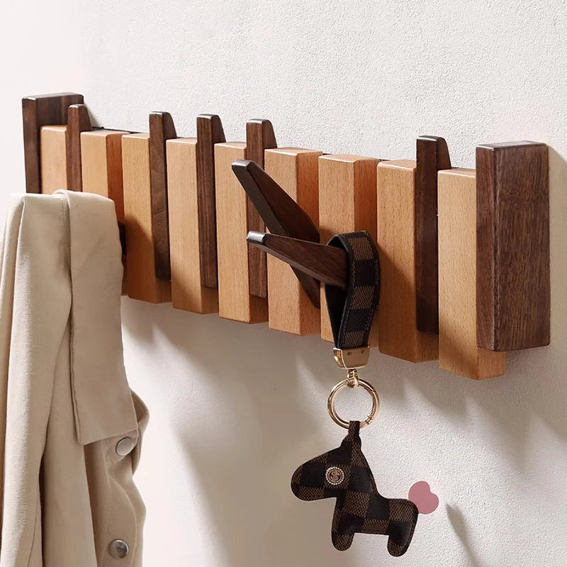 Siopsrl| Wooden Hanger with Convenient Folding Hooks
