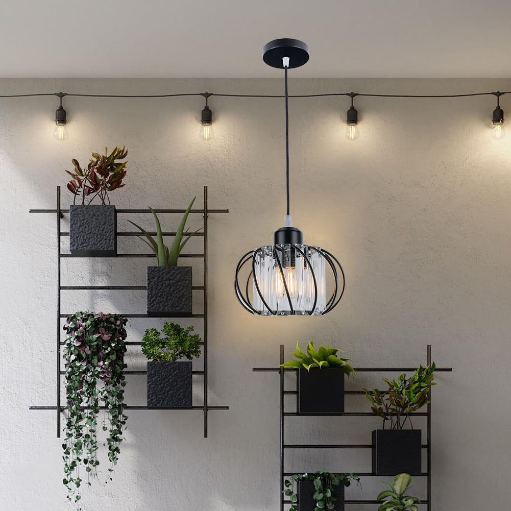 Siopsrl| Pendant Light Black Glass Globe Ceiling Fixture