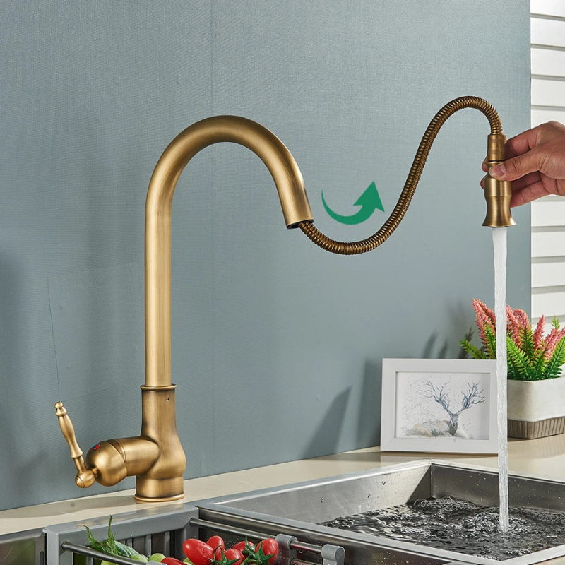 siopsrl | VintageTap Antique Brass Kitchen Tap – Retro Style Mixer Faucet with Swivel Spout