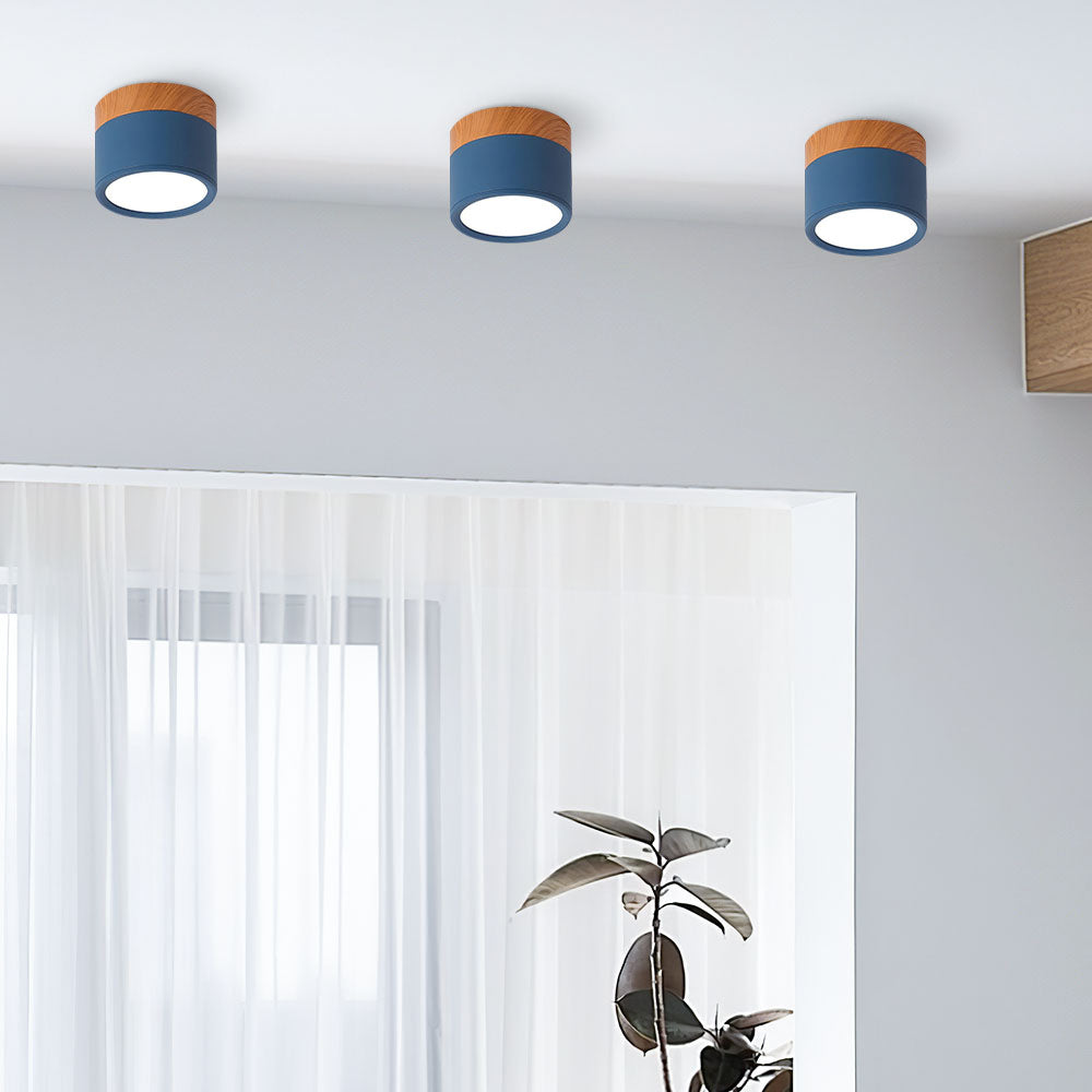 Siopsrl| Ceiling Light with Pink Flush Wood Finish