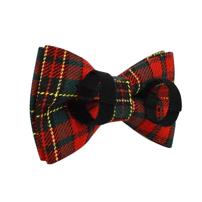 Siopsrl| Christmas Pet Collar Plaid With Green Background Dog Rope Leash Suit