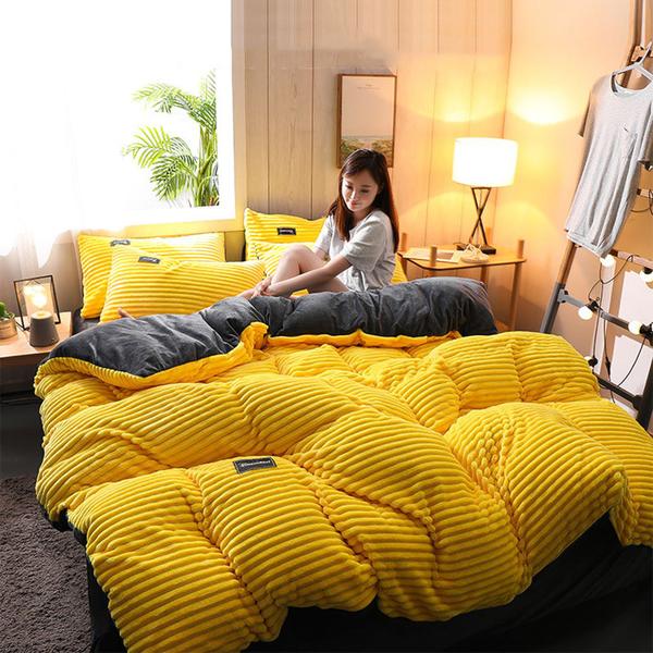 siopsrl | Thickened Corduroy Velvet Bedding Set